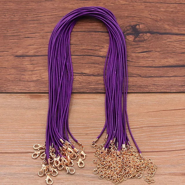10PCS 1.5mm 16 Color Leather Cord Golden Lobster Clasp Adjustable Braided 45cm Rope For DIY Necklace Jewelry Making Findings Purple