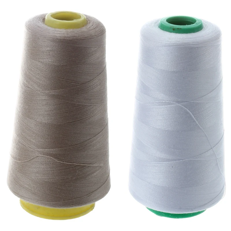 

2 Pcs Durable 3000 Yards Overlocking Sewing Machine Industrial Polyester Thread Metre Cones Color Polyester Sewing Thread(Beige