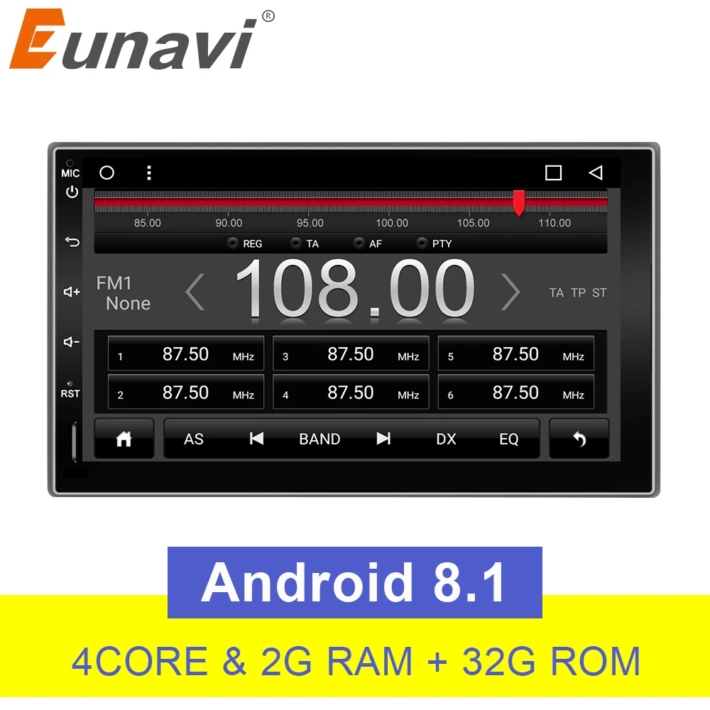 Eunavi quad core 7 inch 2 din android 8.1 Car Radio autoradio player 2din GPS+Wifi+Bluetooth+Radio+steering wheel pc+3G+audio | Автомобили