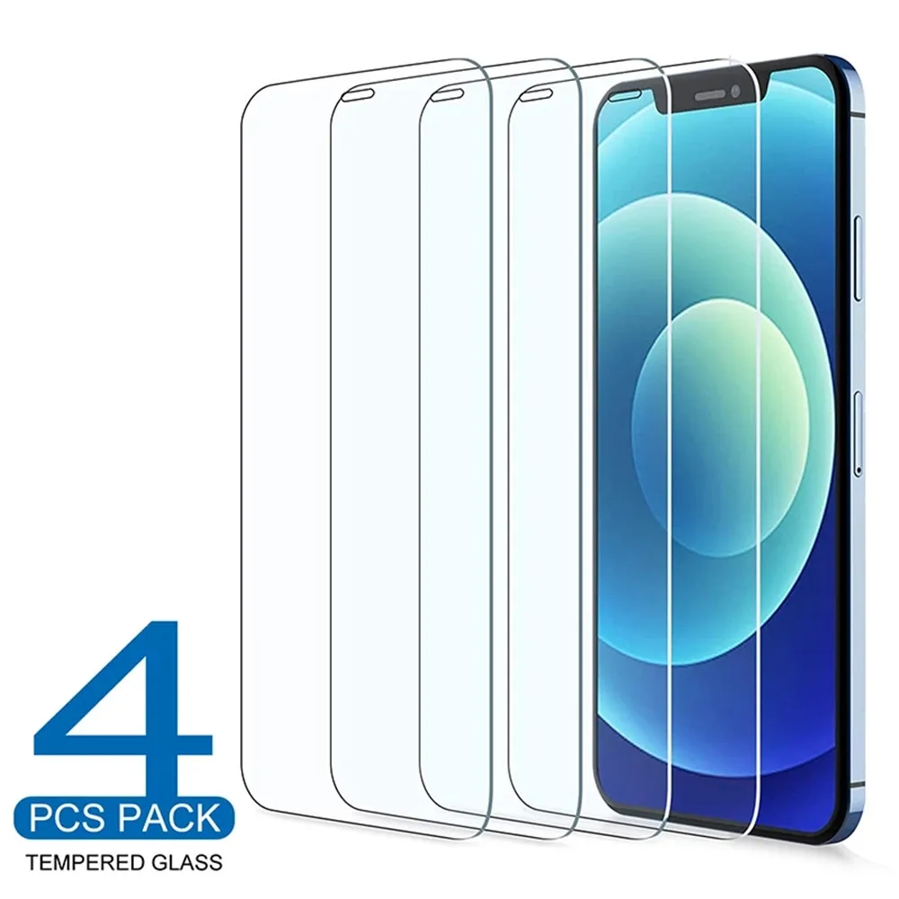 4 шт. закаленное стекло для iPhone 11 12 Pro XS Max X XR полное покрытие Защита экрана 7 8 6 6S Plus