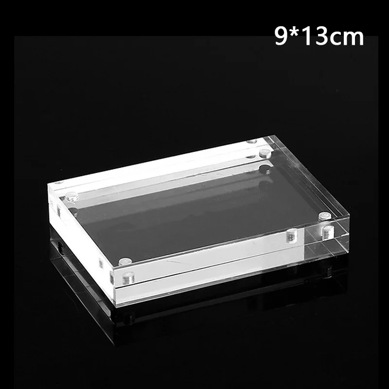 Двухсторонняя кристальная фоторамка Настольный набор акриловая магнитная рамка для фото Декор - Цвет: 9x13cm