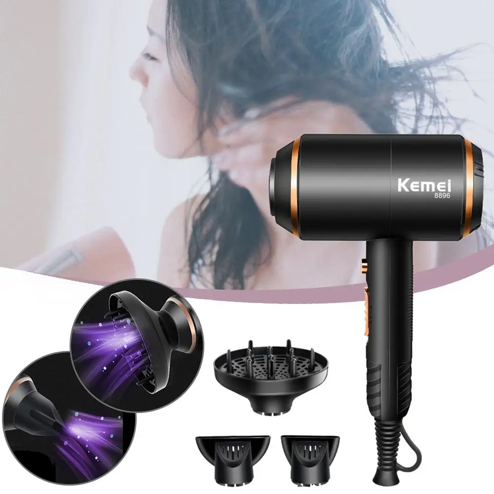 

8896 High Power Red Infrared Hair Black Dryer Negative Ion Hair Tool Dryer With Diffuser Concentrator For Salon Home 4000W