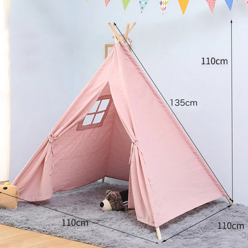 Детская портативная хлопковая домашняя Tipi Складная домашняя детская палатка вигвама треугольный индийский детский тент вигвам для детей - Цвет: WJ3688B