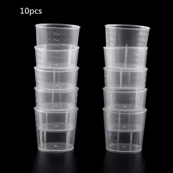 

10Pcs Laboratory Bottle Lab Test Measuring 30ml Container Cups with Cap Plastic Liquid Measuring Cups