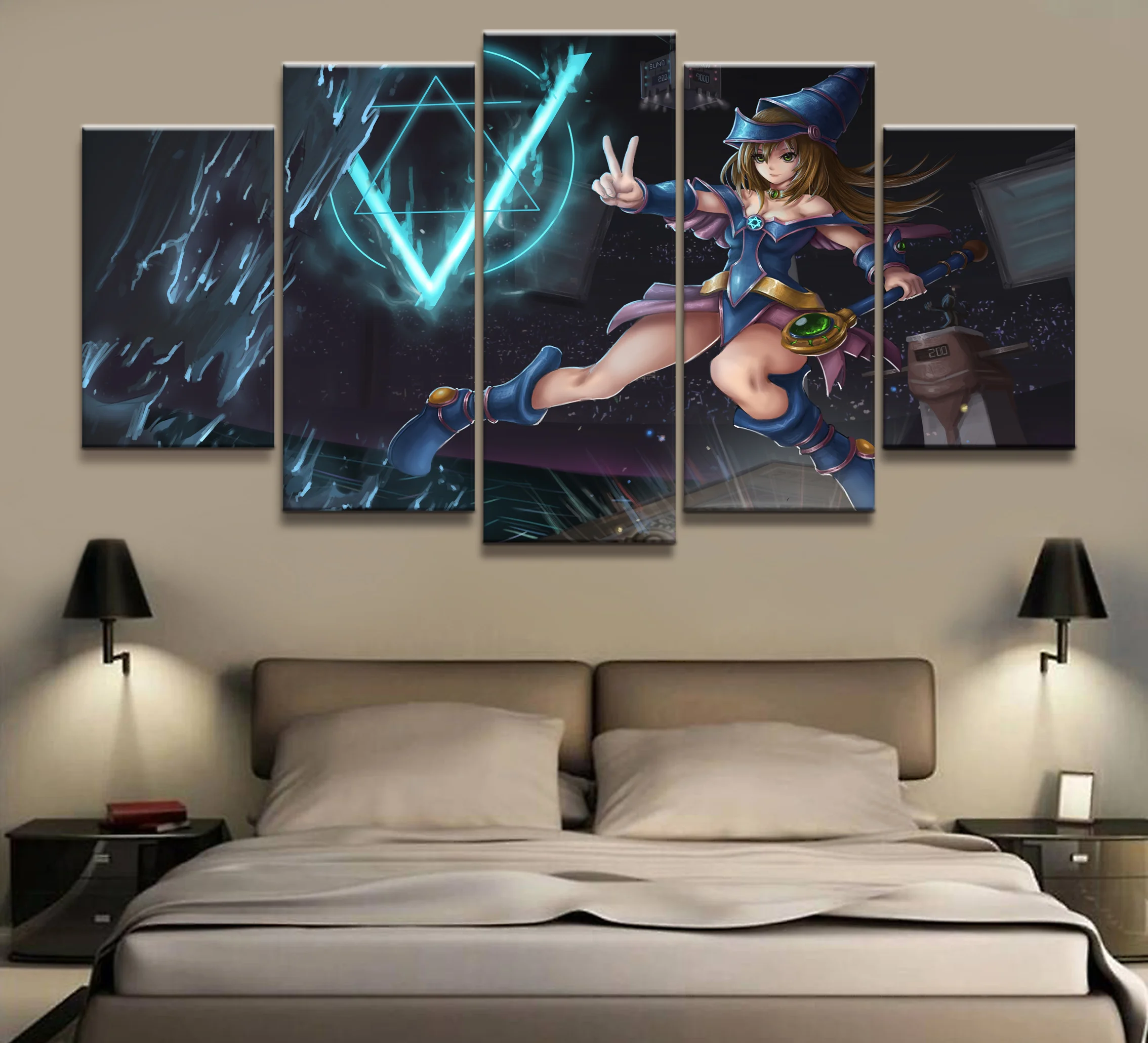 5 Panel Japan Anime Yu-Gi-Oh!Magic Girl Duel Monsters Canvas Printed Painting Living Room Wall Decor Picture Poster Wholesale | Дом и сад