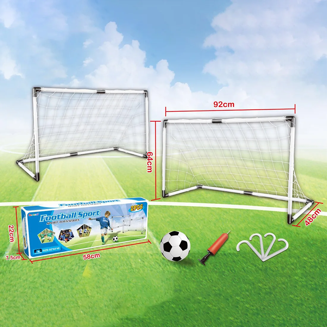 

Rowsfire 1 Set of 2 DIY Youth Sports Soccer Goals with Soccer Ball and Pump Practice Scrimmage Game - White