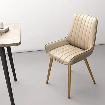 

Leather Back Dining Chair Simple Household Sofa Chair Restaurant Dining Chair Light Luxury Reception Chair Dining Table