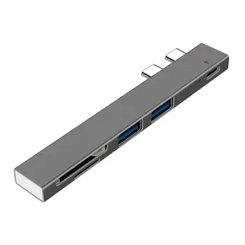 

Dual Type C Hub USB-C to USB 2.0 PD Charging TF Secure Digital Card Dock Adapter