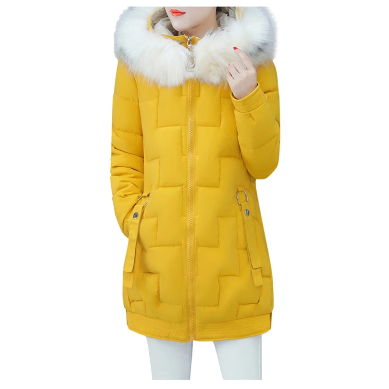 CHAMSGEND новая парка женские зимние пальто Длинные повседневные меховые куртки с капюшоном теплые парки женские пальто 923 - Цвет: YE