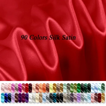 

100% Real Silk Satin Fabirc Width 114cm Cloth Soft handfell For Silk Dress Clothing DIY Sewing Needlework Fabrics 2020 Hot