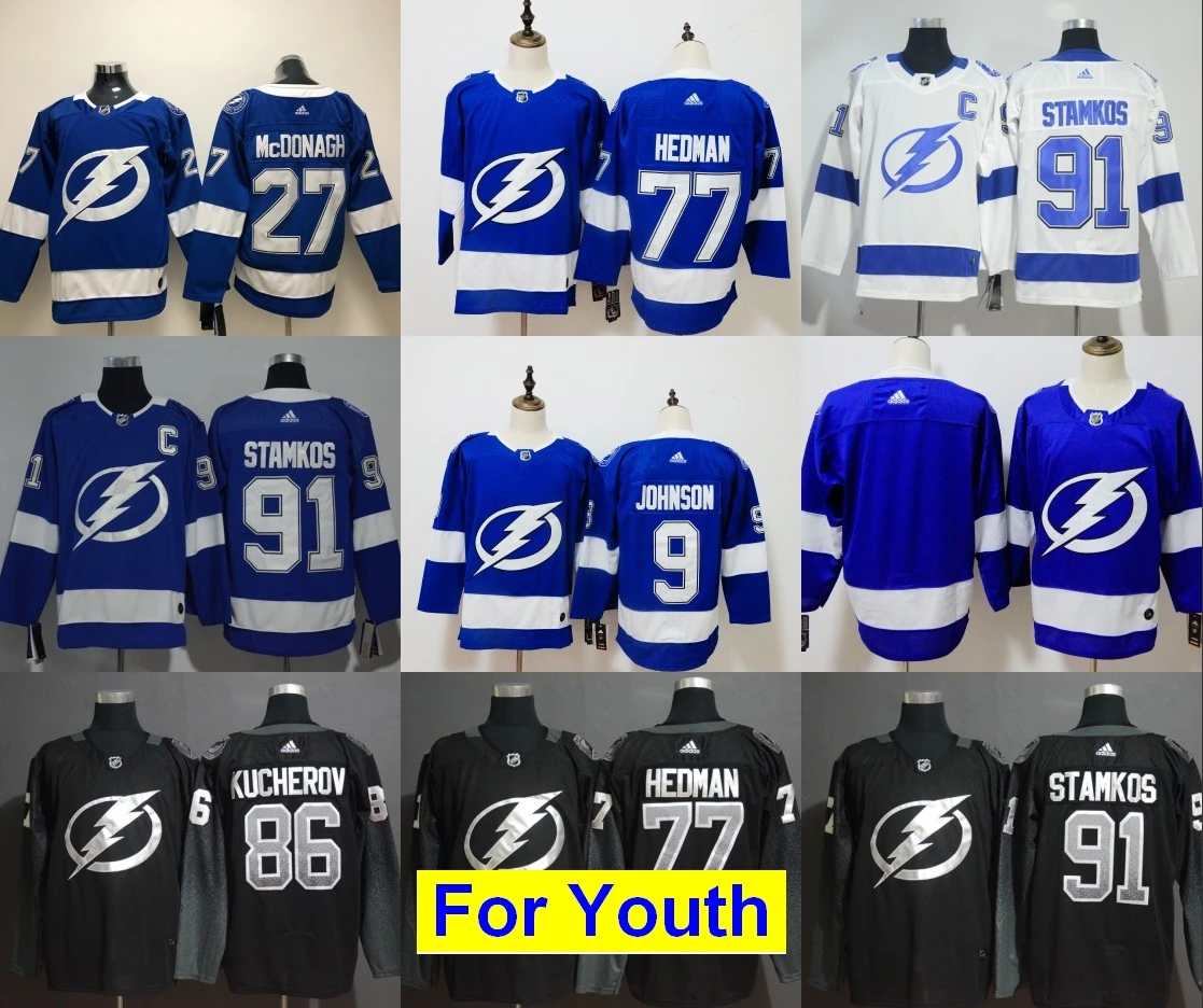Детский Молодежный Tampa Bay Никита Кучеров Стивен Стэмкос Виктора хедмана Brayden точка трикотажные изделия