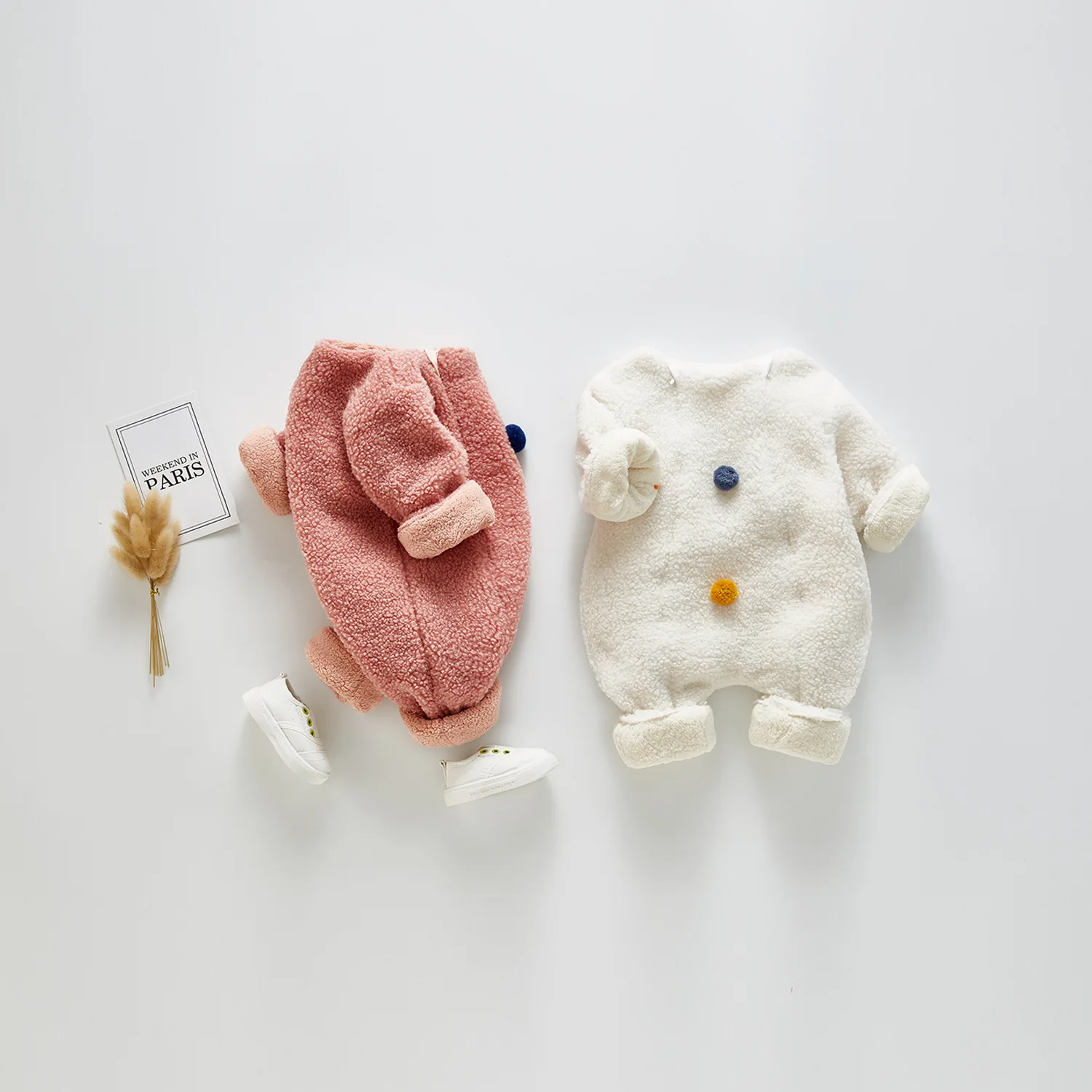 Travel Snail Baby Rompers Korea children clothing 0-3Y baby cotton clothes baby cute lamb cashmere warm rompers Autumn&Winter