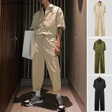 Модная мужская рабочая одежда, полурукава, простые комбинезоны, джоггеры, кнопки, уличная, шикарные мужские повседневные штаны, комбинезон, INCERUN S-5XL