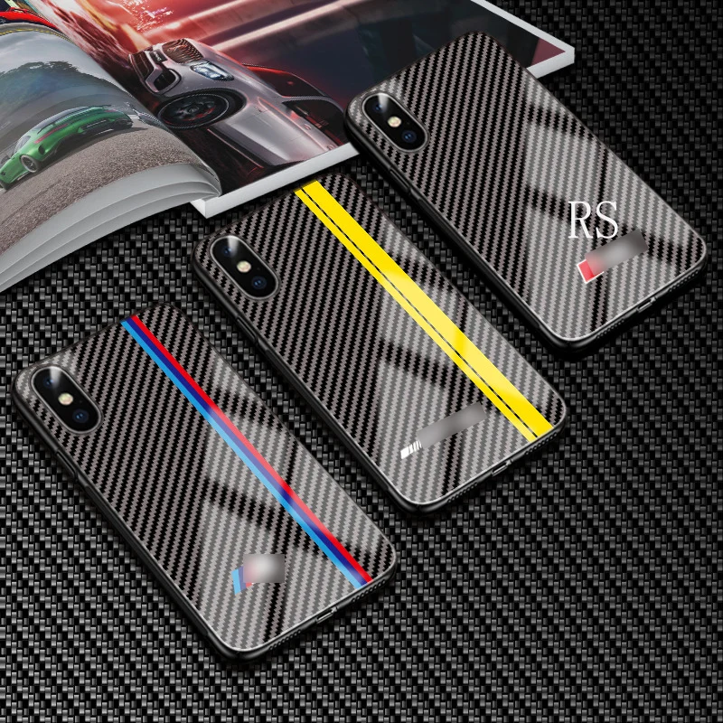 

Tempered Glass Car Logo Case for IPhone 7 8 6s Plus Phone Case Carbon Fiber Mobile Phone Case for IPhonex X XR XS Max Phone Case