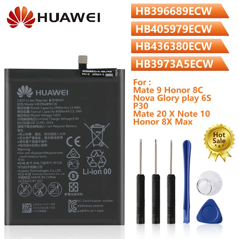 Оригинальный аккумулятор для телефона HB396689ECW Huawei Mate 9 Pro Honor 8C Y9 Nova Glory play 6S 7A P30 Mate20 X