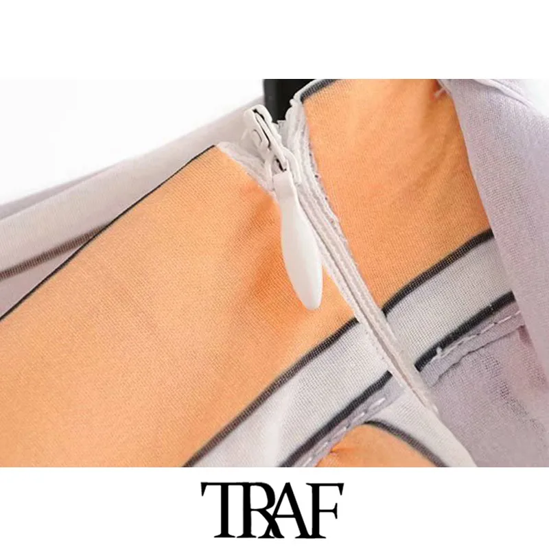 TRAF, женская, винтажная, элегантная, с бантом, с поясом, в полоску, юбка миди, модная, линия, боковая молния, офисная одежда, женские юбки, Faldas Mujer