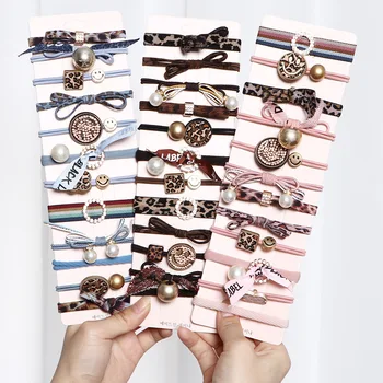 

Hair Band Leather Case INS South Korea Hair Accessories MORI Series Headband Small Rubber Band Women's Leopord Pattern Meatball