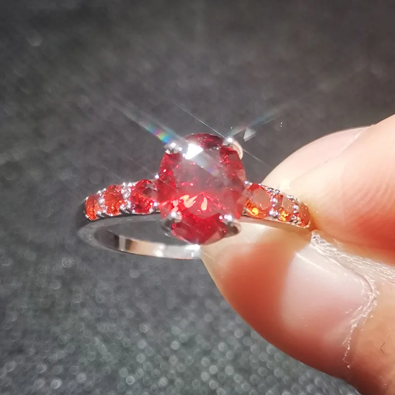 Lingmei женские модные серебряные кольца 925 Свадебные кольца овальные циркониевые обручальные ювелирные изделия Размер 6-13 рождественские подарки с камнем на день рождения - Цвет основного камня: RED