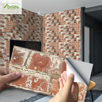 

Funlife® 20X10cm Old Effect Red Brick Wall Sticker Easy to Clean Waterproof Tile Stickers for Bathroom Kitchen Backsplash Floor