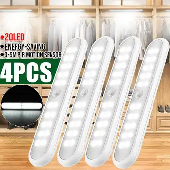 

LED Human Motion Senser Closet Lights Wireless Under Cabinet Lights Stairs Bar With Magnetic Stripe Wardrobe Wall Lamp Lighting