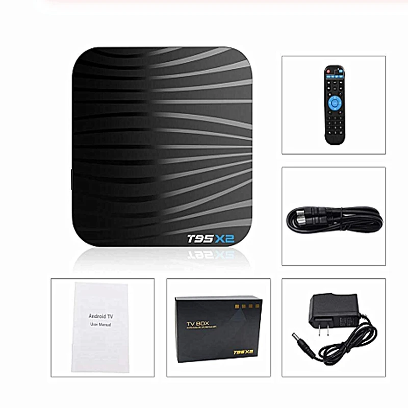 Android 9,0 Smart tv BOX T95X2 4 Гб 64 Гб четырехъядерный процессор Amlogic S905X2 H.265 4K медиаплеер Youtube телеприставка T95 X2