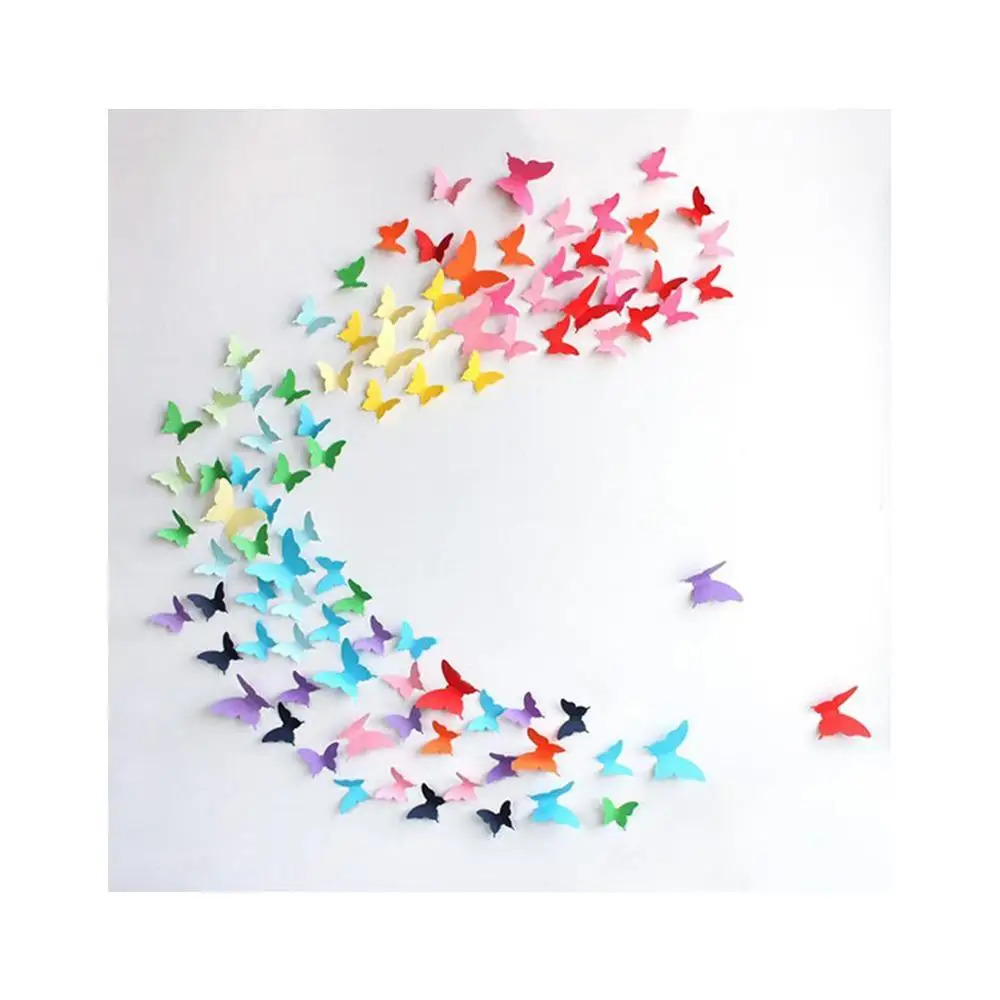 

12Pcs Multicolor 3D PVC Flower Butterfly Wall Stickers For Kid Baby Rooms Decoration Wedding Birthday Background Wall Decoration