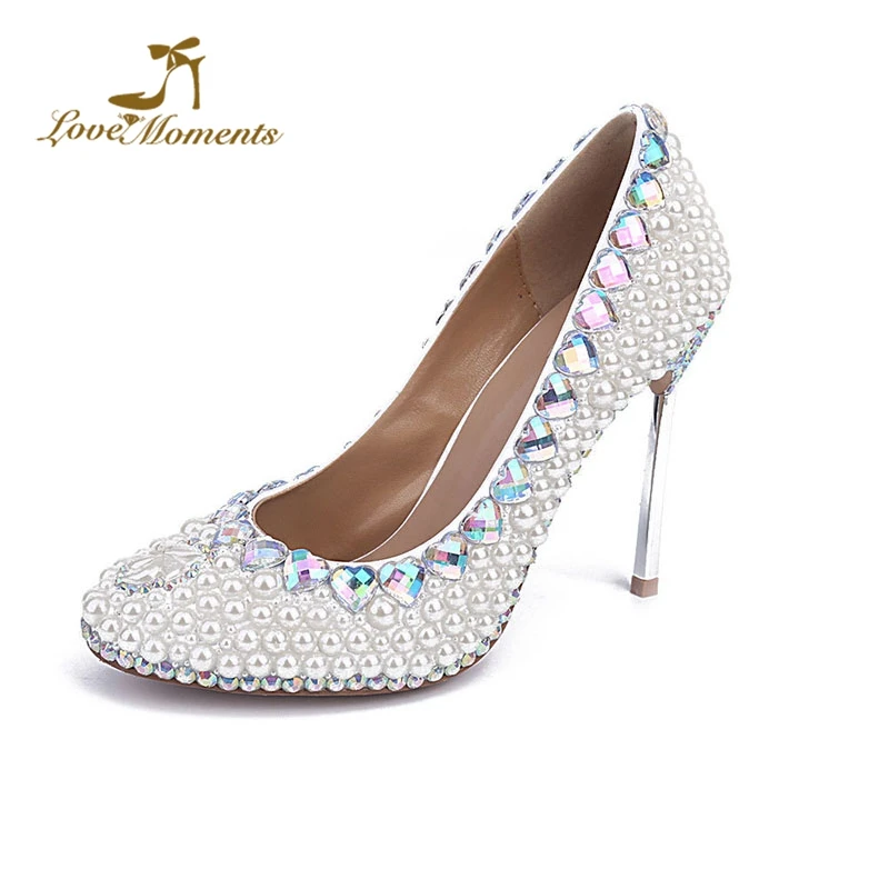 2020 Handmade White Pearl Bridal Wedding Dress Shoes Beautiful