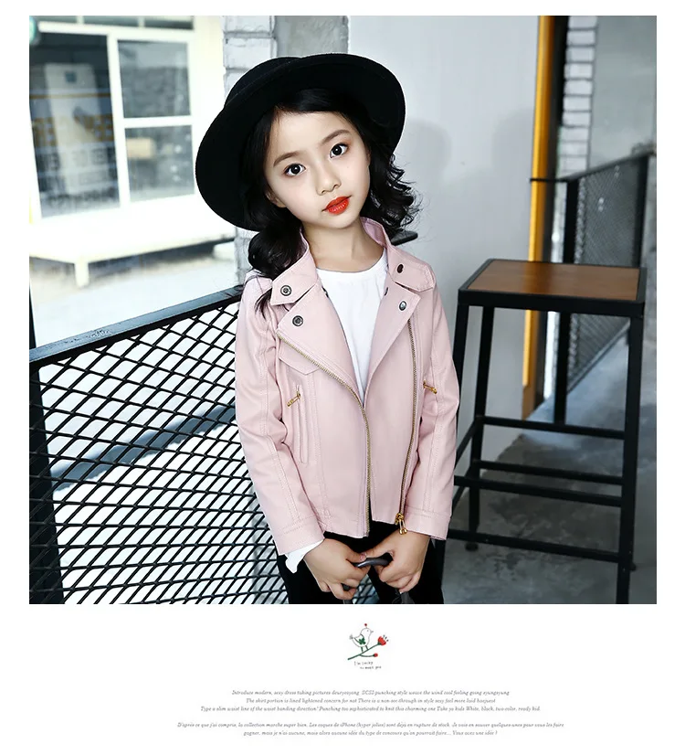 Girls Faux Leather Jacket Coat Fashion Zipper Turn Collar Pu Jackets Children Warm Outerwear 6 8 10 12 teenager girl clothes