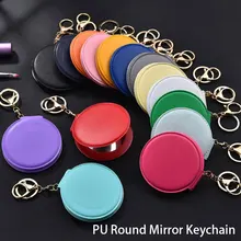 

Korean Fashion Makeup Mirror Double-Sided Folding Mirror Pu Small Round Mirror Keychain Furry Ball Mirror Pendant