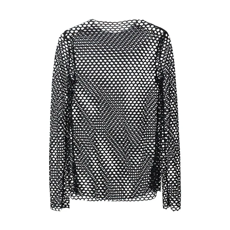 Women See Through Perspective Sheer Mesh Fishnet Tee Bodycon Long Sleeve Tops Beach T-shirt  New Design Party Club Tops t shirt oversize