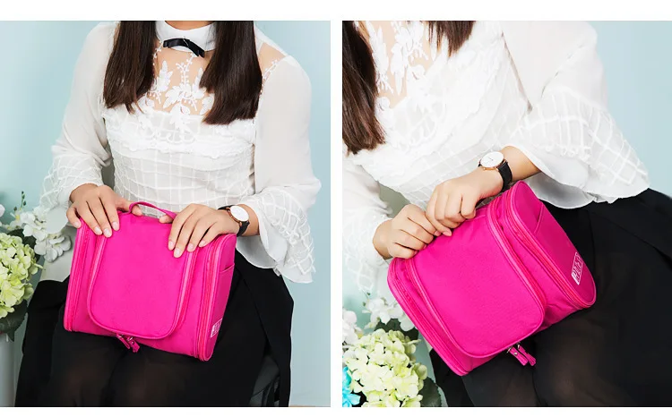 Korean hook double open toiletries Bag Travel Portable big ear toiletries bag toiletries storage bag