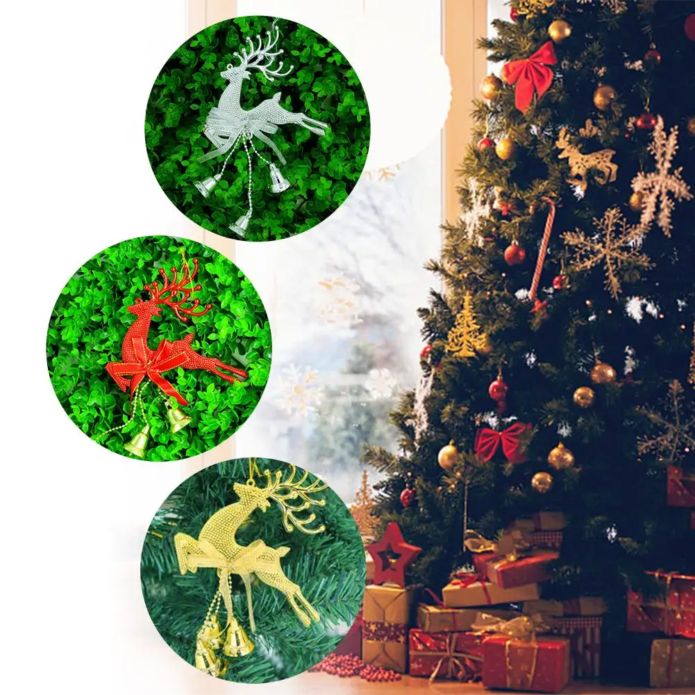 

Silver Golden Christmas Baubles Chital Christmas Tree Ornaments Reindeer Party Decoration Hanging