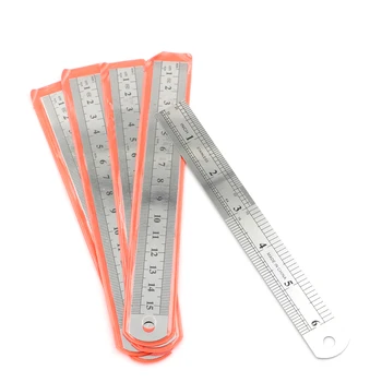 

5 Pcs 15cm 6 inch Stainless Steel Straight Ruler that Dual Side Marked