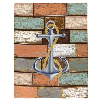 

Anchor Old Wooden Board Texture Retro Throw Blanket Portable Flannel Blanket Hotel/Sofa/Office/Plane Travel Blankets for Beds