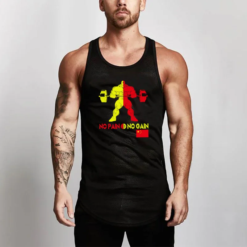 Модные сетчатые мужские танк Топ для занятий йогой тренажерный зал Tanktops жилет Стрингер Фитнес бренд тренировки Повседневное синглеты без рукавов бодибилдинг