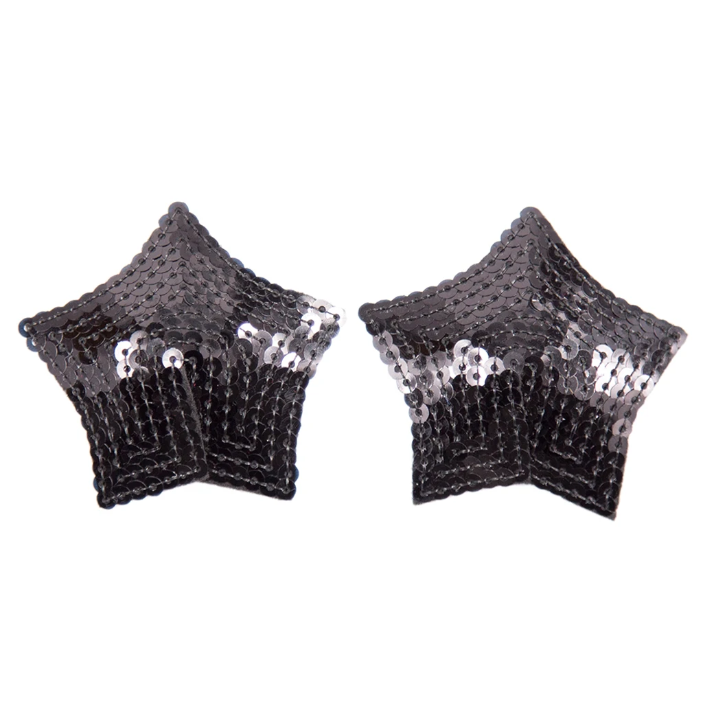 1 Pair Women Star Shaped Sparkling Sequins Nipple Covers/Breast Petal Pasties Adhesive and Reusable Stickers Bra Pad Patch