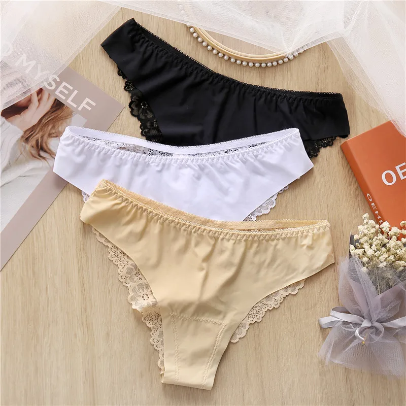 

1Pc Sexy Underwear Women's Lace Panties Low Waist Seamless Briefs for Girls Milk Silk Female Lingerie Breathable Underpants M-XL