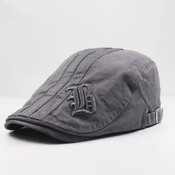 

Cap outdoor sun hat thin beret cotton painter hat letter stripes