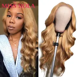 Miss Rola Body Wave 4*4 Lace Closure Human Hair Wigs Ombre 99J Burgundy Blond Brazilian Remy Hair Wig 180% Density Pre Plucked