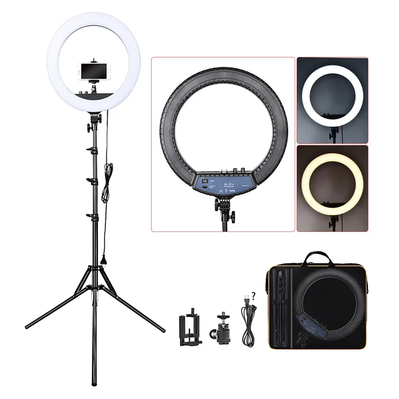  FOSOTO RL-18II Photographic Lighting 512 Led Ring Light Tripod 3200-5600K Ring Lamp Stand For Camer - 32958129873