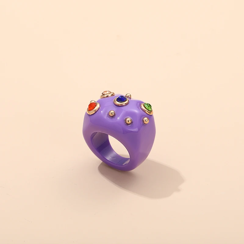 Fashion Big Large Women's Rings Luxury Minimalist Black Resin Punk Rings for Teen Girls Vintage Simple Pink Cute ring Jewelry - Image 6