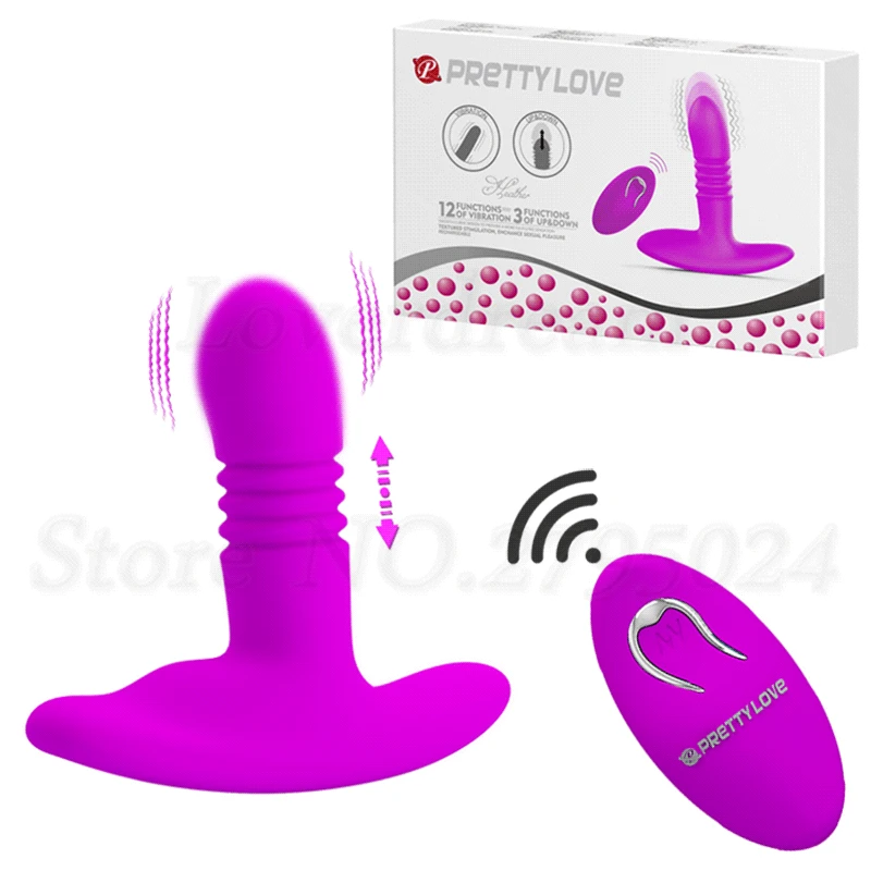 Симпатичный силиконовый вибратор с автоматической телескопическая Анальная