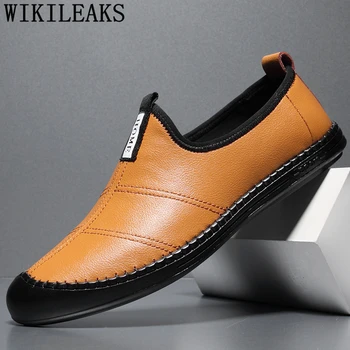 

Loafers Leather Shoes Men Black Boat Shoes Mens Casual Shoes Hot Sale Fashion Oxford Sepatu Slip On Pria Chaussures Homme Luxe