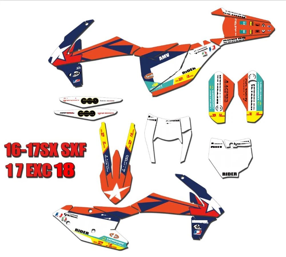 Адаптируемые под требования заказчика Графика Фоны наклейки 3м-наклейки orange для KTM SX EXC EXCF XCW SX SXF XC XCF