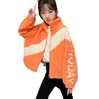 

Autumn Winter Baby Girls Jackets Fashion Patchwork Warm Fleece Kids Tops Children Outerwear & Coats Teenage Clothes 4-13 Years