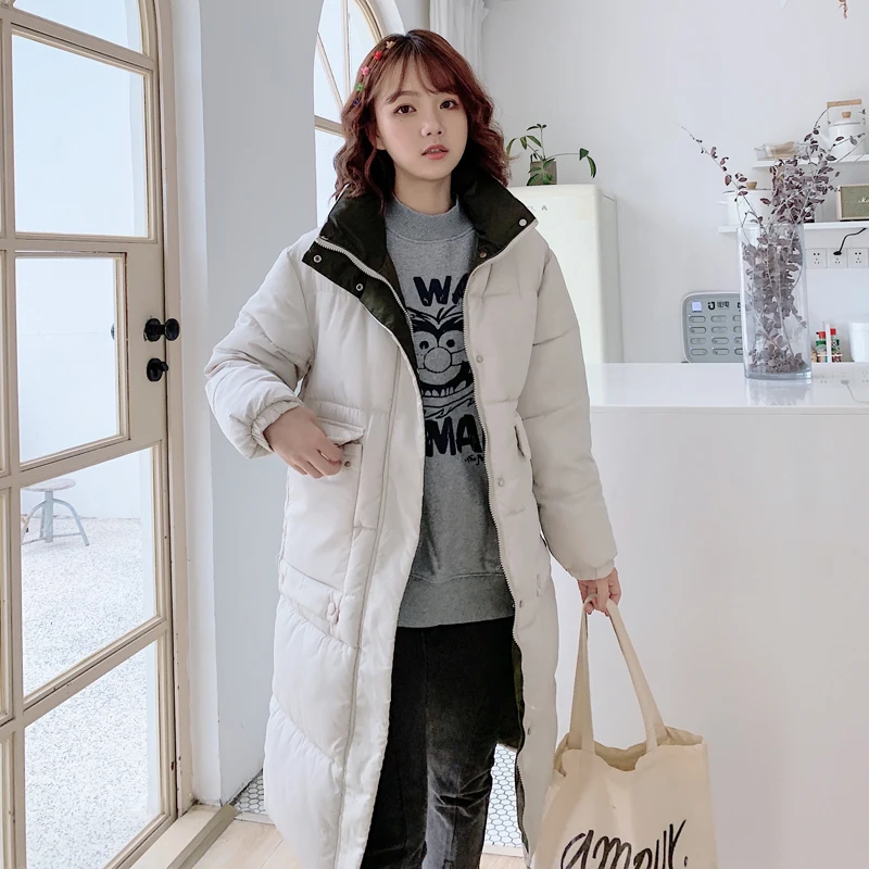 Новая куртка Dongdaemun, Женское пальто свободного кроя со съемной шапкой выше колена, стильное хлопковое пальто Parker для студентов