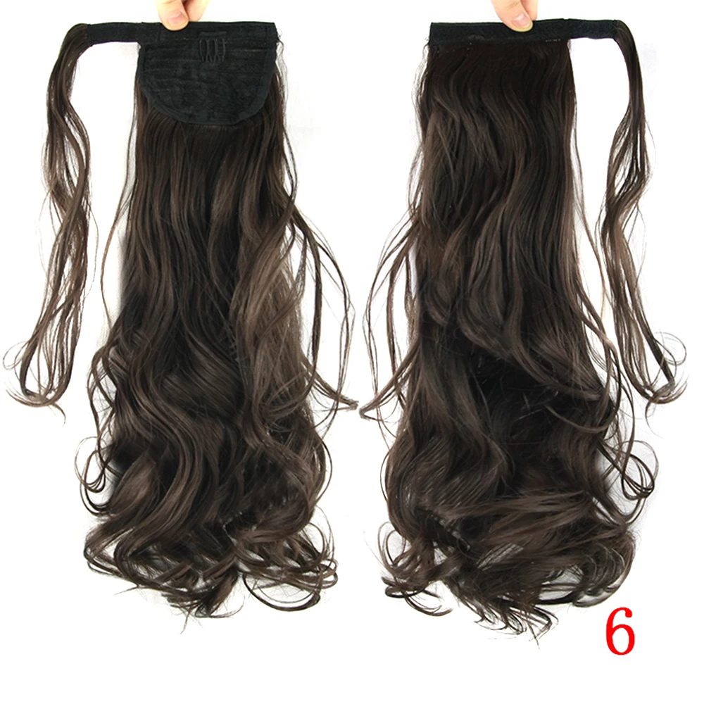 Curly 6 Soowee длинные прямые высокотемпературные синтетические волосы для наращивания блонд конский хвост волосы шнурок конские хвосты - Цвет: Curly 6