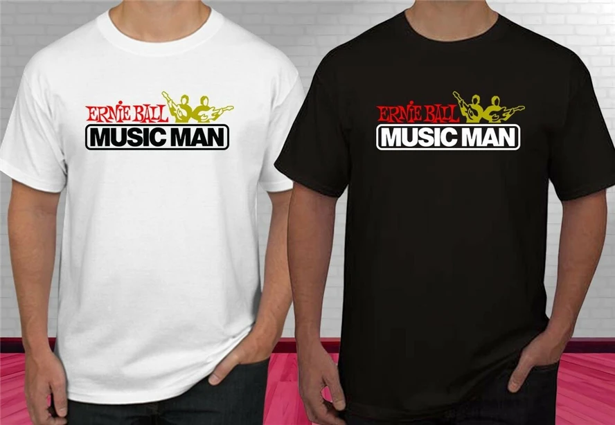 Ernie Ball Musicman Music World Logo черная белая мужская футболка S-2Xl B с круглым вырезом |