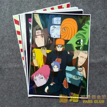 

8 pcs/set Anime NARUTO poster Akatsuki Pain Deidara Konan Zetsu figure wall pictures room stickers toys A3 Film posters