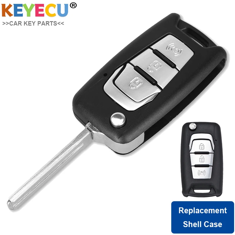 Flip Folding Remote Car Key Shell Case Fob 3 Buttons For SsangYong Korando New Actyon C200 Uncut